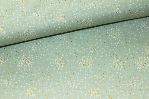 Designer-Baumwollstoff Clusters Iced Mint Metallic (10 cm)